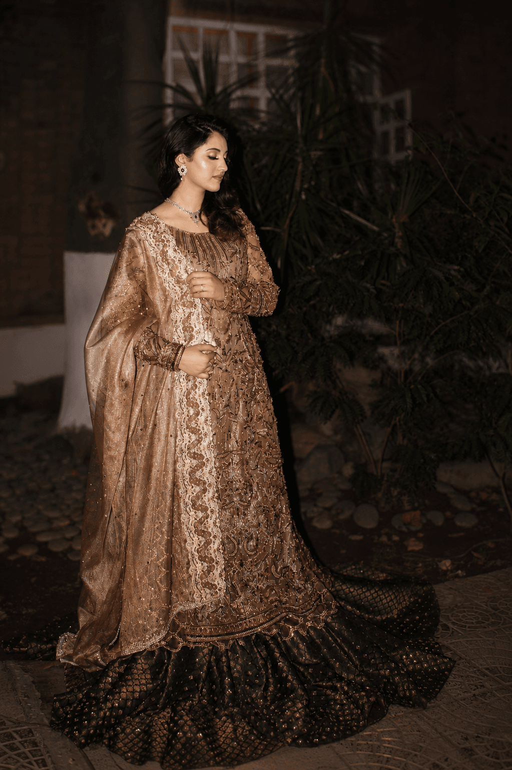 Walima bride with full glam makeup and waves.